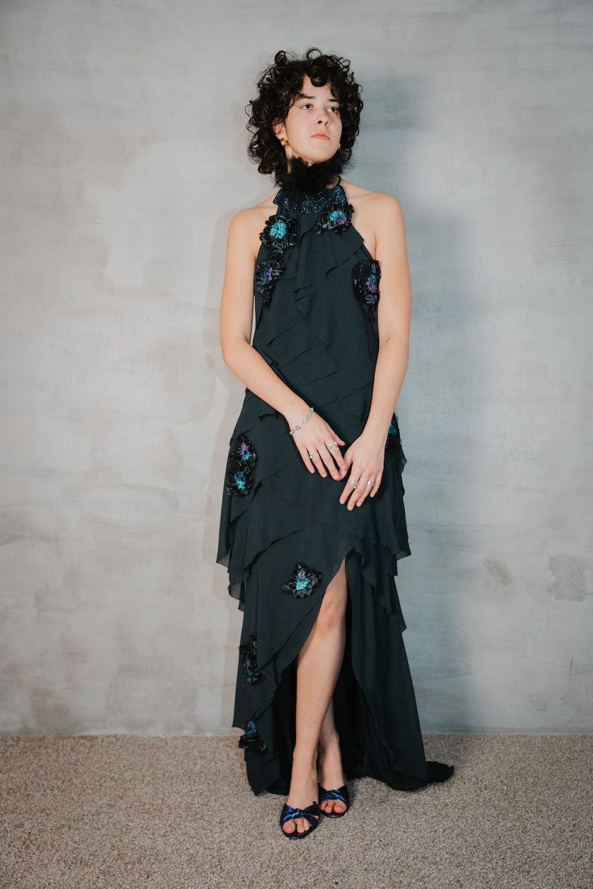 Flower and Feather Indigo Dress