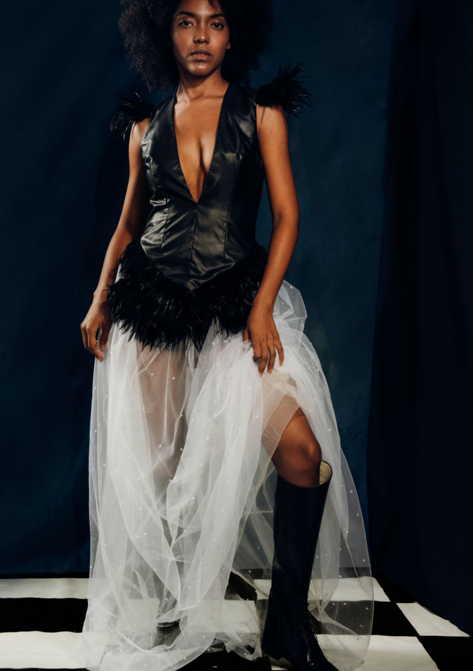 Feather and Tulle Night Gown